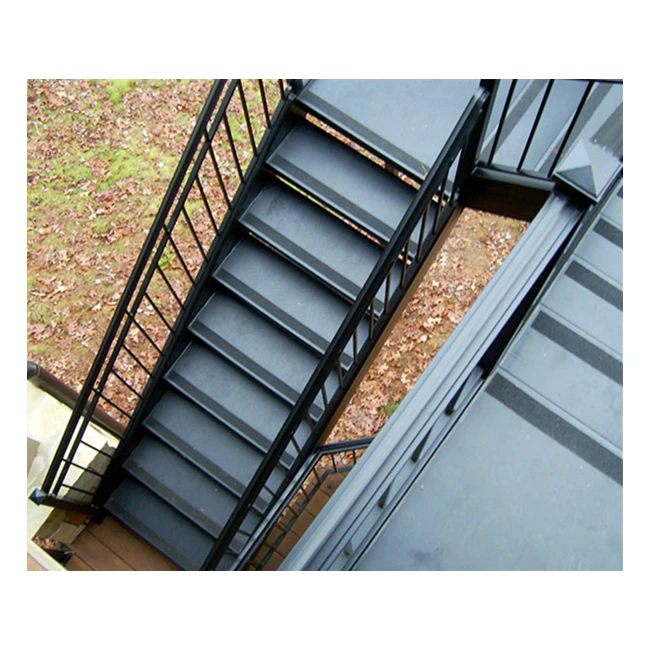 Промышленная наружная стальная лестница на заказ, черная клетчатая ступенька, стальная лестница