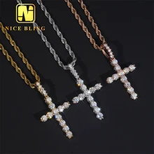 Fine Hip Hop Jewelry Iced Out Round Cut Pendant 925 Silver VVS Moissanite Cross Pendant For Men Women