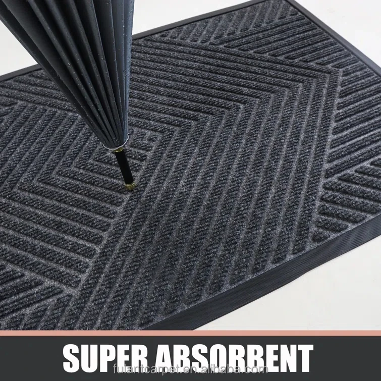 Embossed Pattern Texture Molded Outdoor Door Mats Rubber Polyester Material Commercial Entrance details