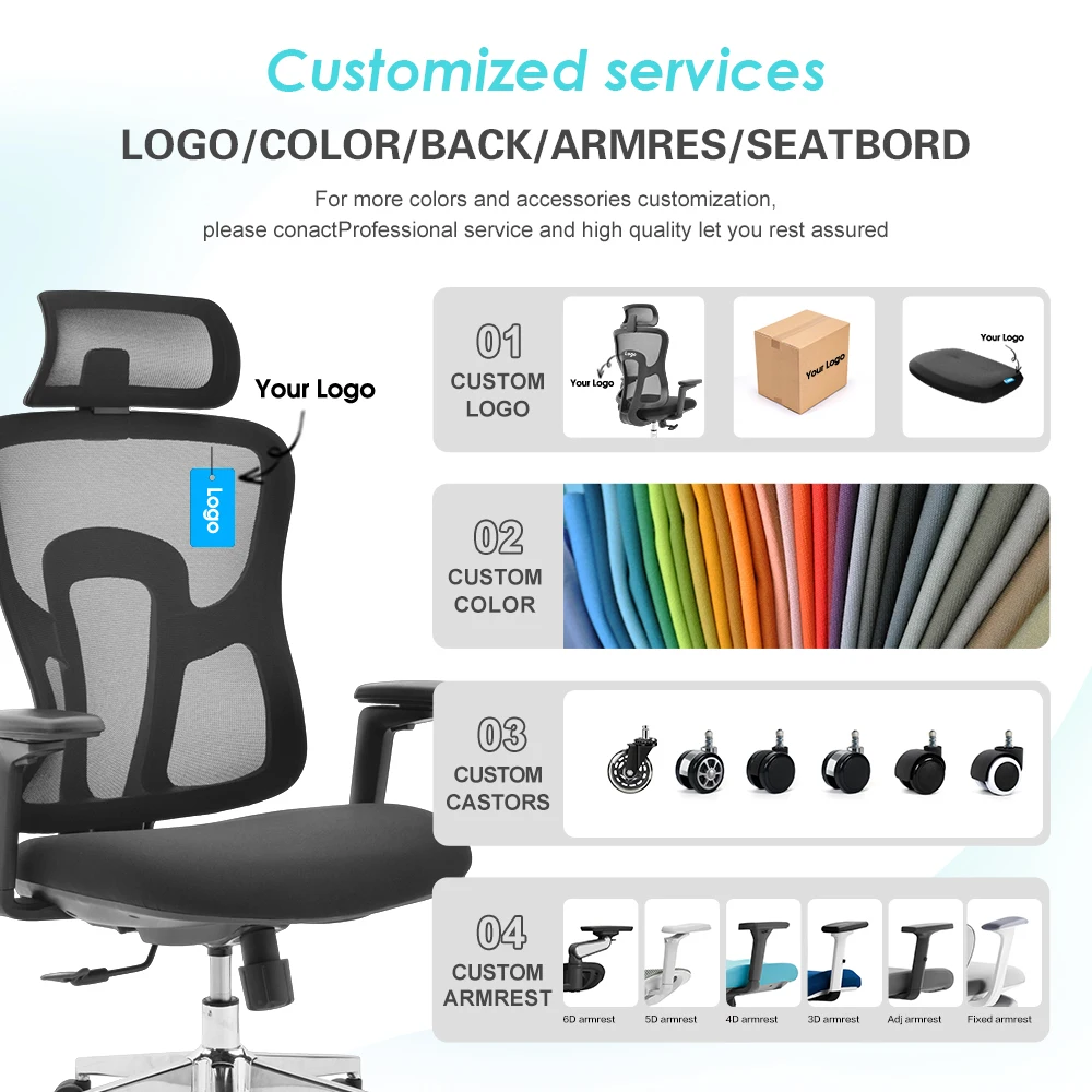 China Customizable Adjustable Armrest Spine Suitable Staff Work Writing Swivel Cheap Ergonomic Office Chair With Lumbar Support
