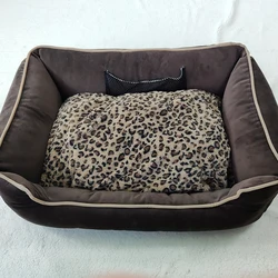 Velvet Pet Bed Orthopedic Sofa Accessories Brown Plush Pet Bed With Memory Foam Dog Bed NO 6