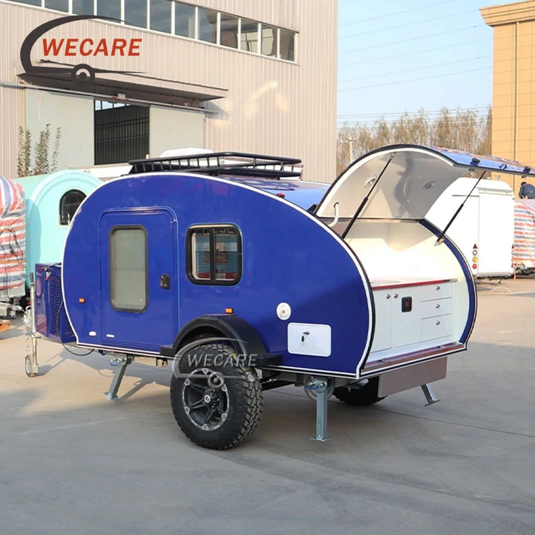 Wecare Factory Custom Mini Off Road Teardrop Caravan Slide in Camper Van Trailers Camping Caravan Small Travel Trailer for Sale