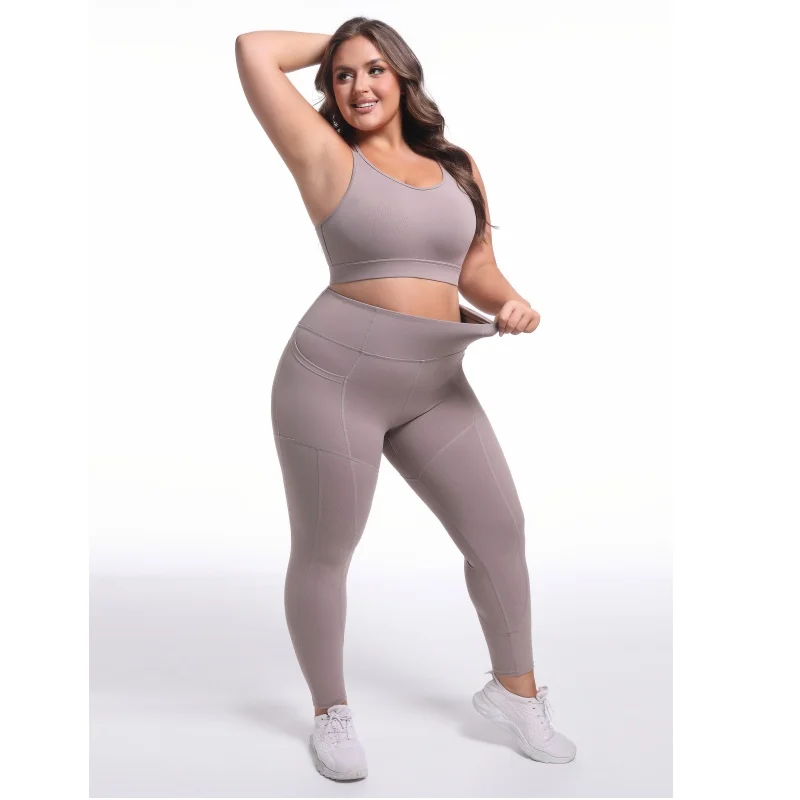 product custom plus size activewear women 1xl 6xl buttery soft workout fitness gym yoga wear sport bra  yoga pants with pocket conjuntos-56