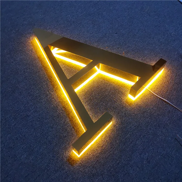 High Quality Easy Wall Mounted LED  Reversed Stainless Steel Company Brand Name LED  Backlit Letter Sign