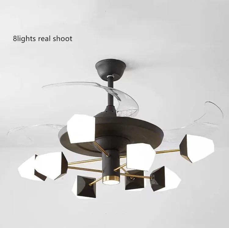 modern chandelier ceiling fan blade combo with led light remote control decorative ceiling fans fixtures lighting