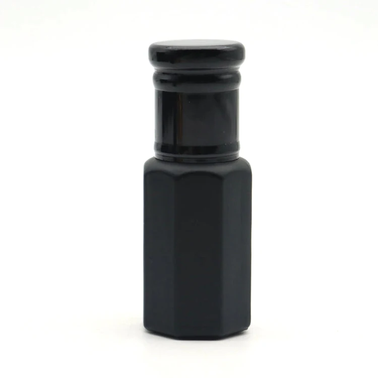 New Design 6ml Matte Black Coating Attar Bottle Oud Oil Perfume Tola Bottle With Aluminum Cap