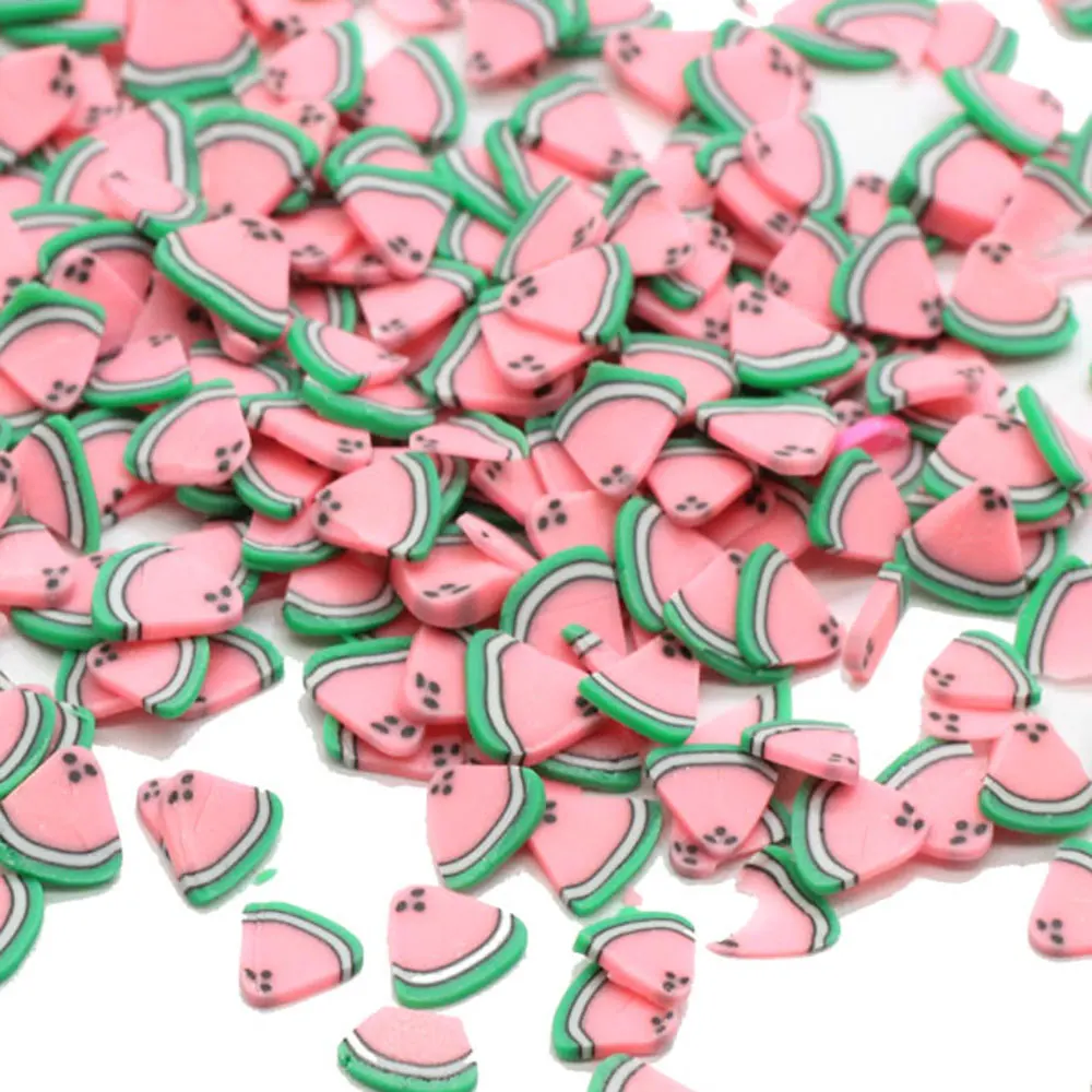 Simulation Pink Watermelon Clay Slice Polymer Clay Fruit Nail Art Decoration DIY Accessories Christmas Ornament