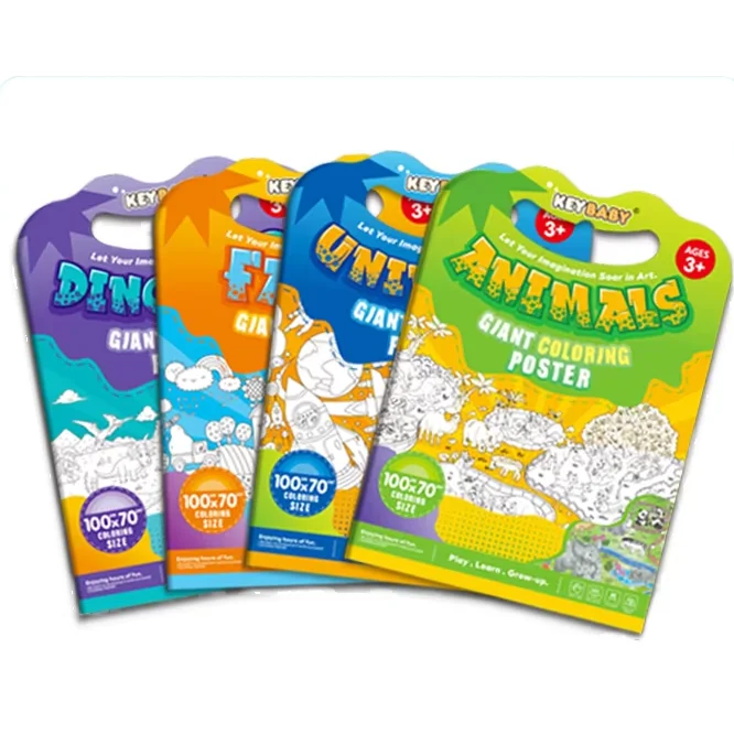 KEYBABY Diseño Nuevo Personalizado Poster Grande Juguetes Desarrollo Cerebral Libro Educativo Infantil para Colorear con Dibujo para Niños