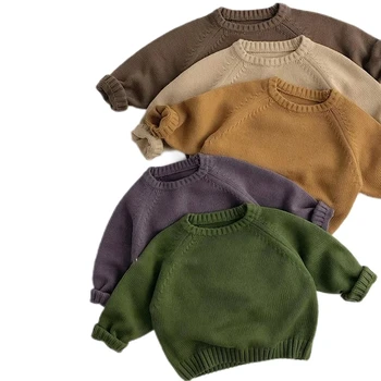 1-7Yrs Baby Sweater Autumn New Baby Boys Girls Clothes Toddler Knit Sweater Kids Knitwear Long Sleeve Cotton Baby Pullover Tops