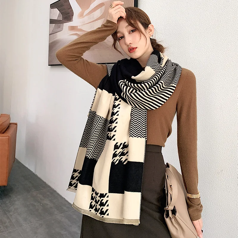 Wholesale Fashion Long Shawl Letters Jacquard Imitation Pashmina Scarf  Winter Warm Tassel Large Scarves Soft Luxurious Cashmere Scarf From  m.