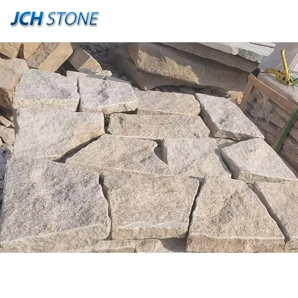 Yellow Granite Stone Irregular Shape Random Size Outdoor Wall Cladding Facade Stone Tiles