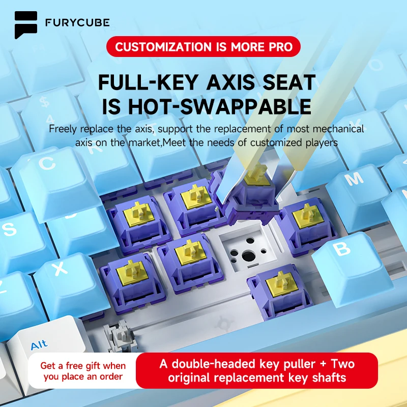 FURYCUBE 75% CNC Aluminum Gaming Mechanical Keyboard - HMX Switch