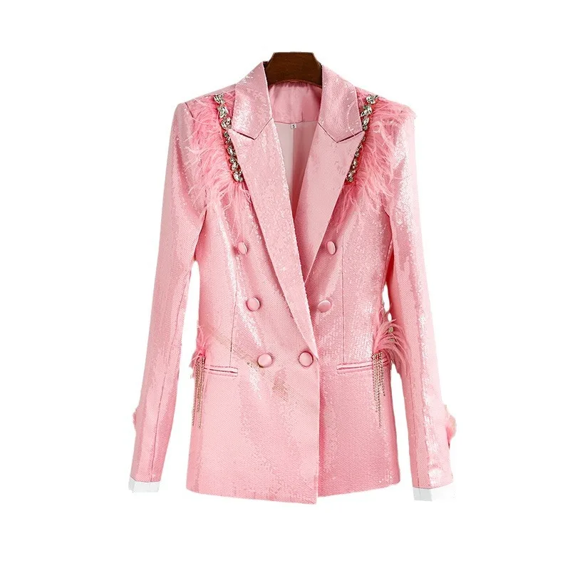 Women's Pink Sequin Suit Jacket New Generation Business Suits