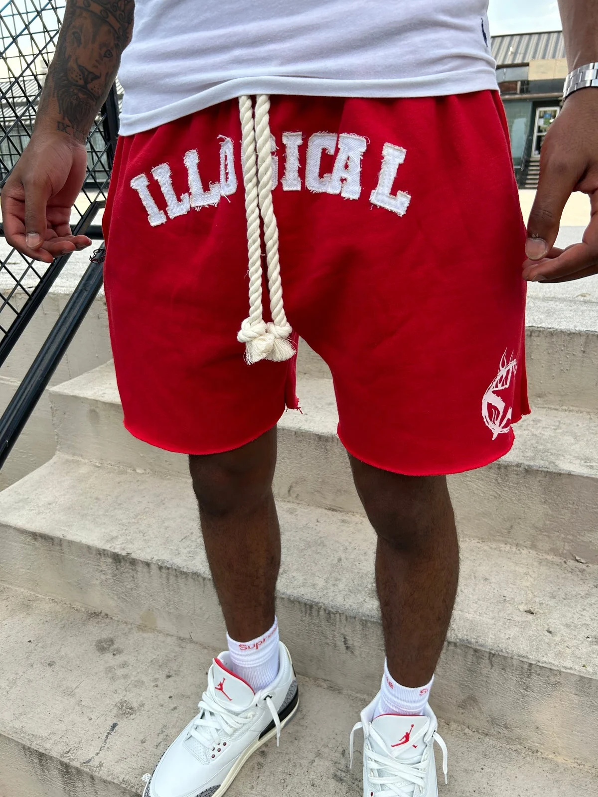 Custom Summer Jogger Sweat Shorts Cotton French Terry Baggy Distressed Puff Print Embroidery Acid Wash Shorts for Men gallery 4