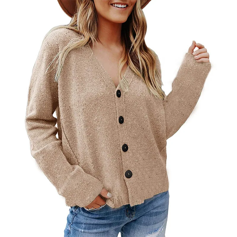 Suéter De Punto De Manga Larga Con Cuello En V Para Mujer,Cárdigan Cálido  Exterior,Chaqueta Suelta Informal,Cárdigan De Punto De Talla Grande,2022 -  Buy De Moda De Manga Larga Suéter,Suelta De Punto De