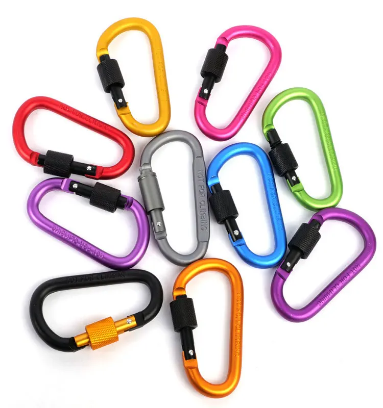 Carabiner Aluminum Screw Locking Spring Clip Hook Outdoor D Shaped ...