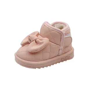 Cute Pink Bow Winter Kids Snow Boots Waterproof Winter Warm Baby Snow Boot Nonslip Lightweight Toddler Girls Snow Boots
