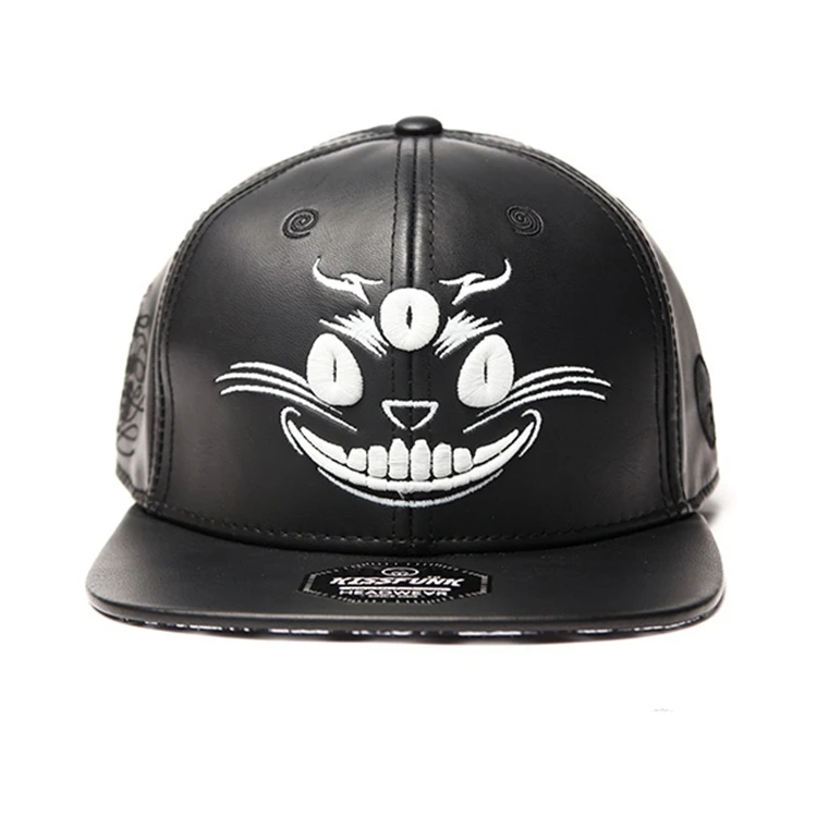 Мужские черные кожаные шляпы Snapback и