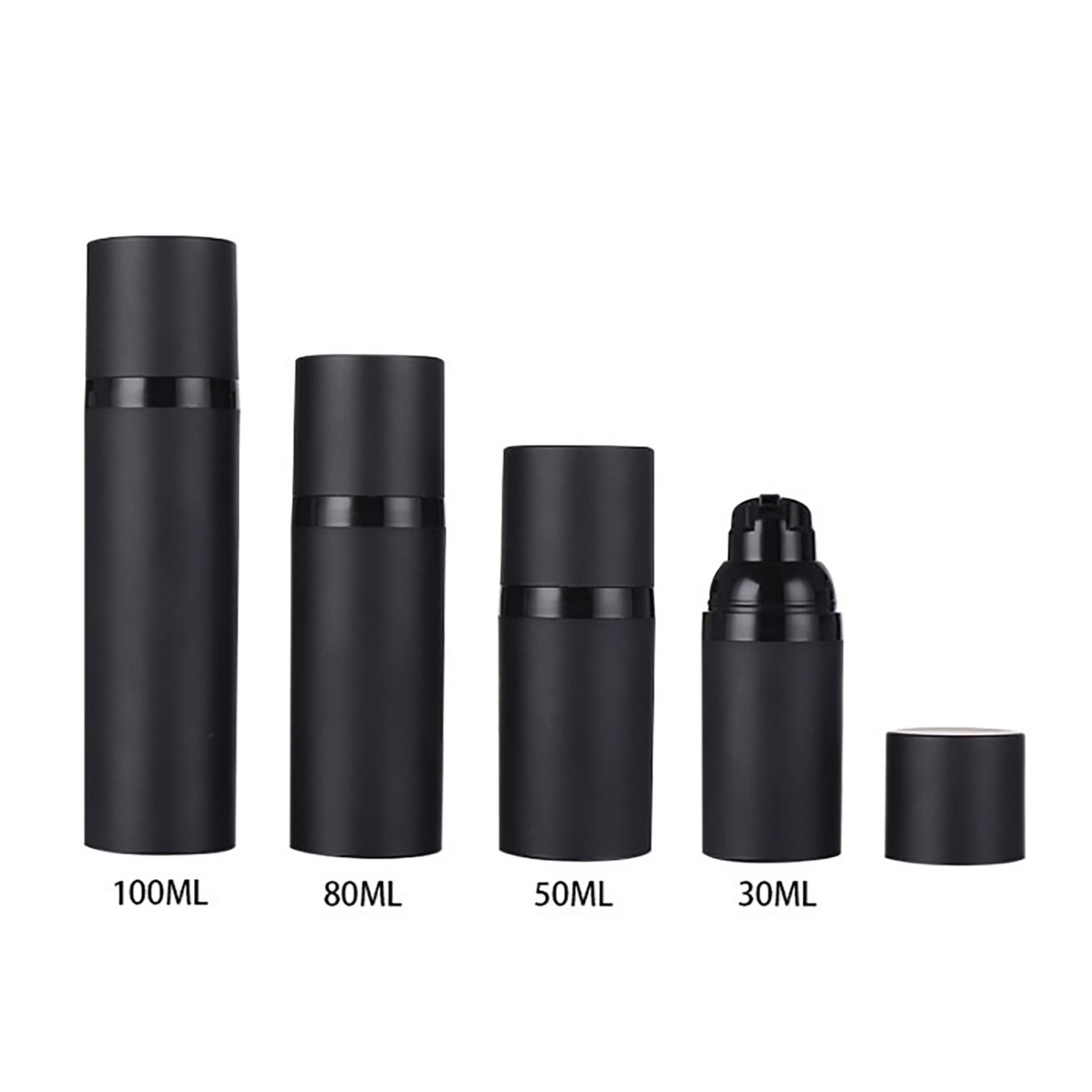 product 30ml 50ml 80ml 100ml push type serum lotion bottle portable black airless bottle with makeup lotion pump-33