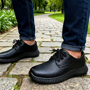 New Fashion Autumn and Winter Dress Shoes Laced-Up Style Soft Leather Waterproof Comfortable with Round Toe Casual Shoes