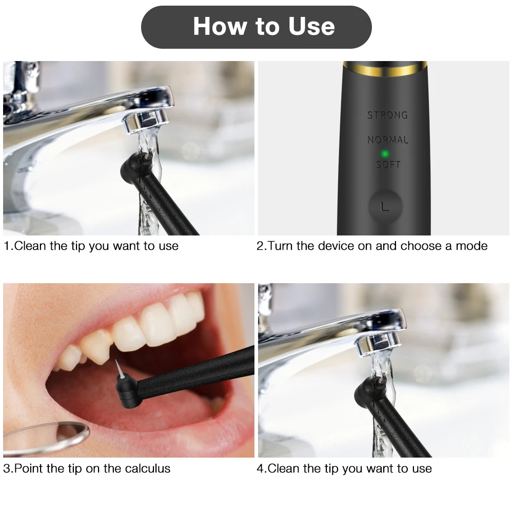 Home Use Tartar Scraper Tool Kit Electric Tooth Cleaner Dental Scaler Calculus Remover