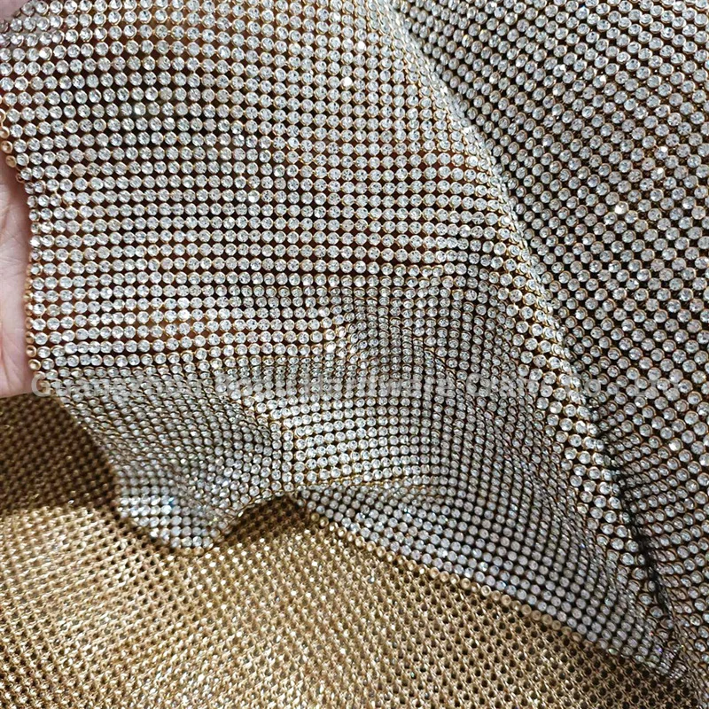Different Colors Shiny Luxury Crystal Mesh Fabric Metal Rhinestone Mesh for Cellphone Case Women Bags