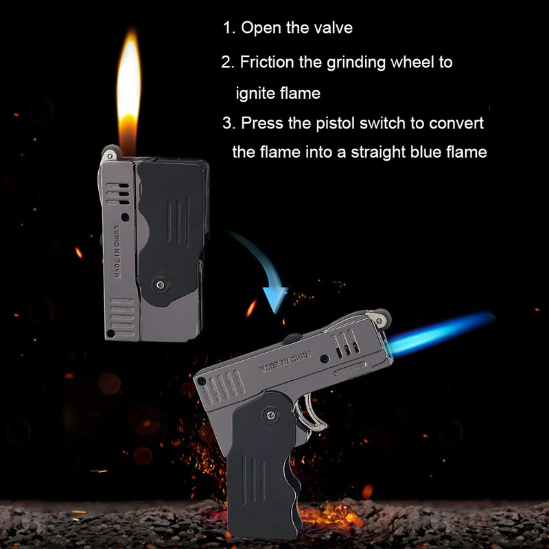 Creative Pistol Model Torch Turbo Lighter Spray Gun Butane Gas Smoking ...