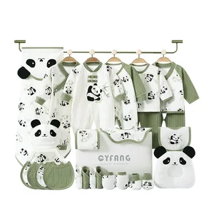 Summer Baby Item Baby Clothes Cute Panda Cartoon Print Gift Box Set New Born Baby Gift Set