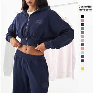2026 High Quality Women's Fleece Hoodies Set Plus Size Vintage Sweatpants and Zip up Hoodies Set Casual Tracksuits