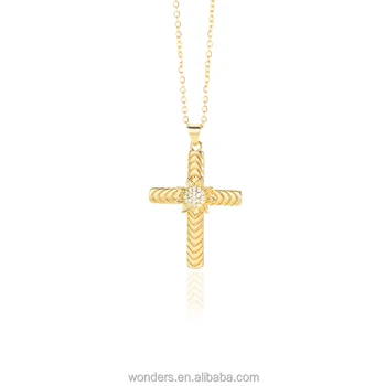 INST. New Cross Flower Mens Women Crystal Diamond Necklace Cross Pendants Jewelry 18K Gold Plated
