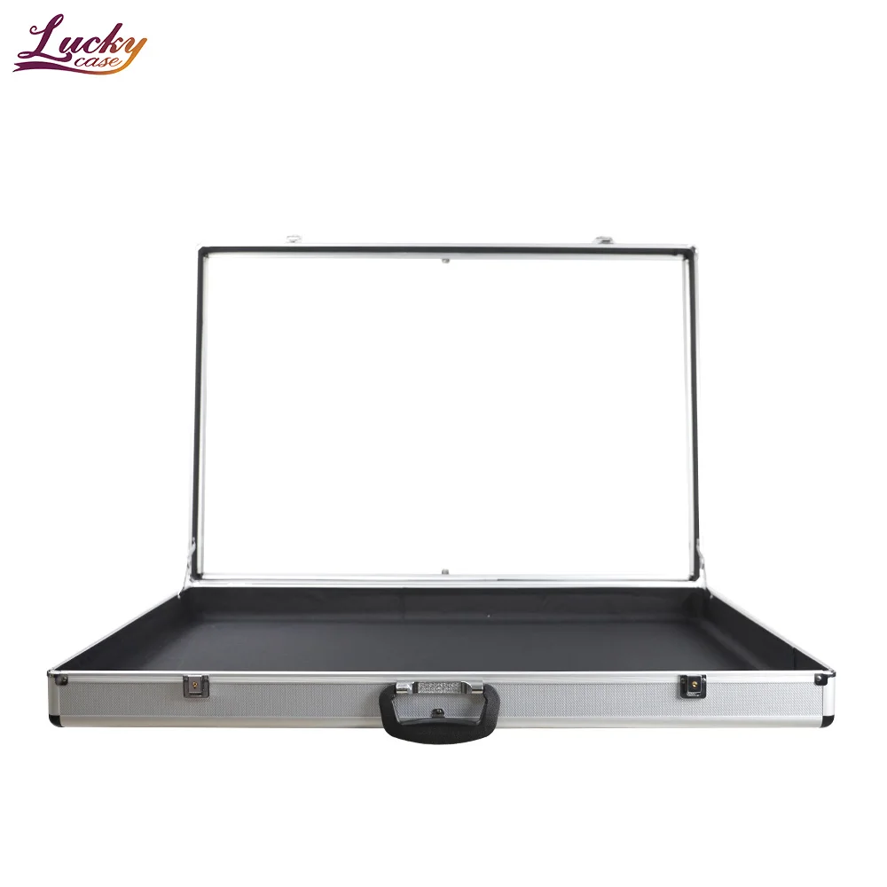 Aluminum Glass Top Display Locking Travel Table Counter Top Case W/side