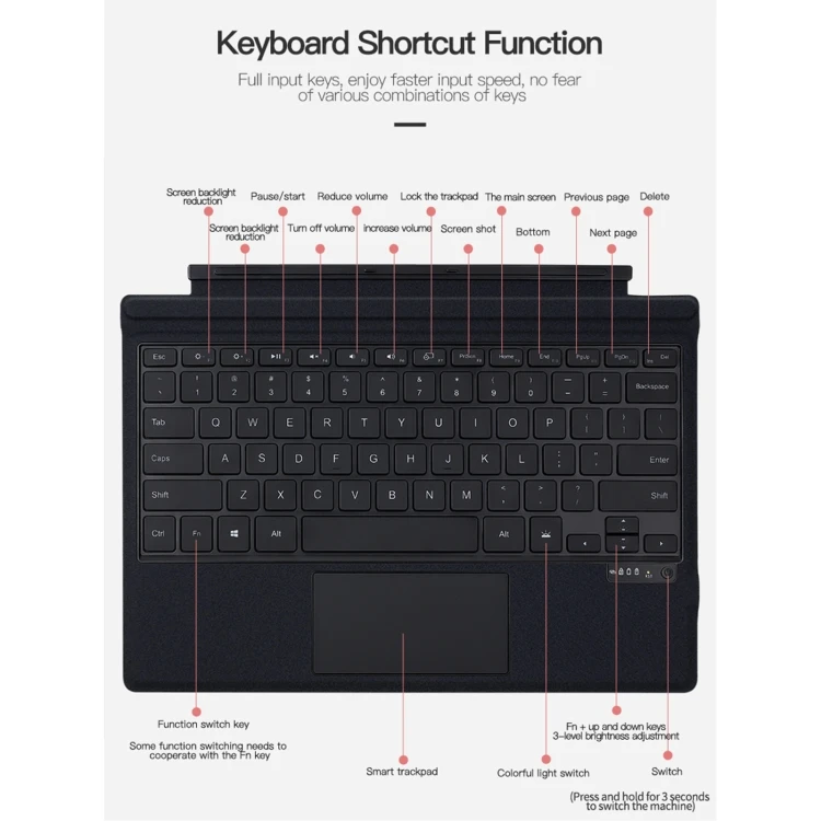 New Arrival for Microsoft Surface Pro 3 Magnetic Wireless Keyboard Leather Case