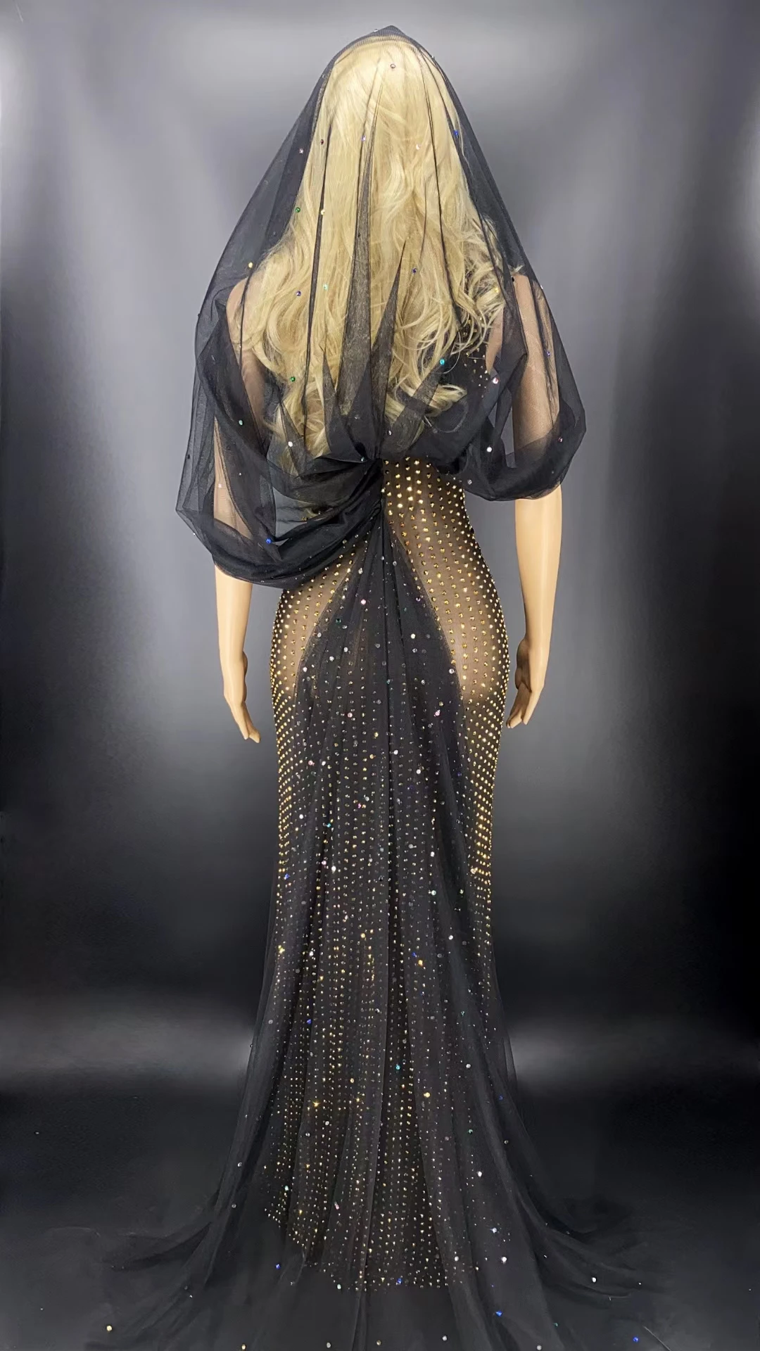 sachin and babi light blue dress Black One Shoulder Rhinestones Party Dress With Veil