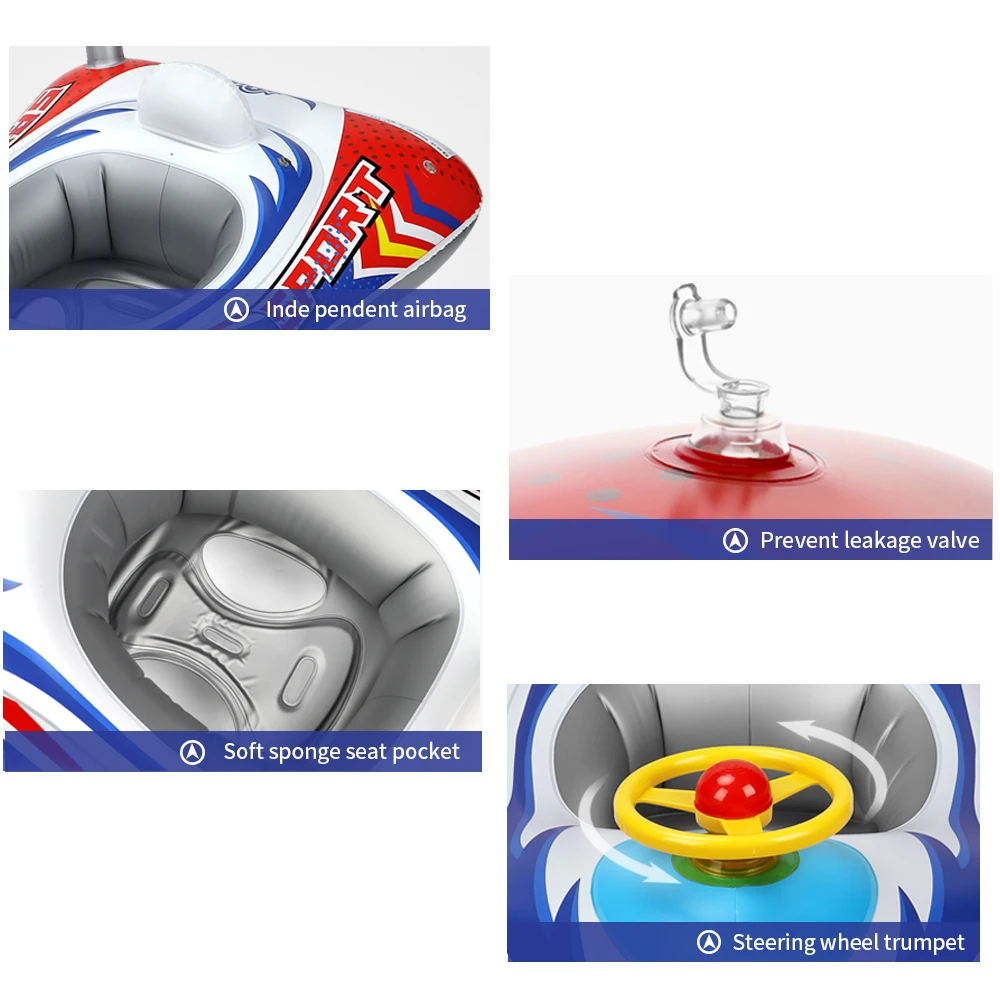 Swimbobo New Design Kids Inflatable Motorcycle Swimming Seat Floating Children Water Toy Steering Child Float Swim Pool Ring