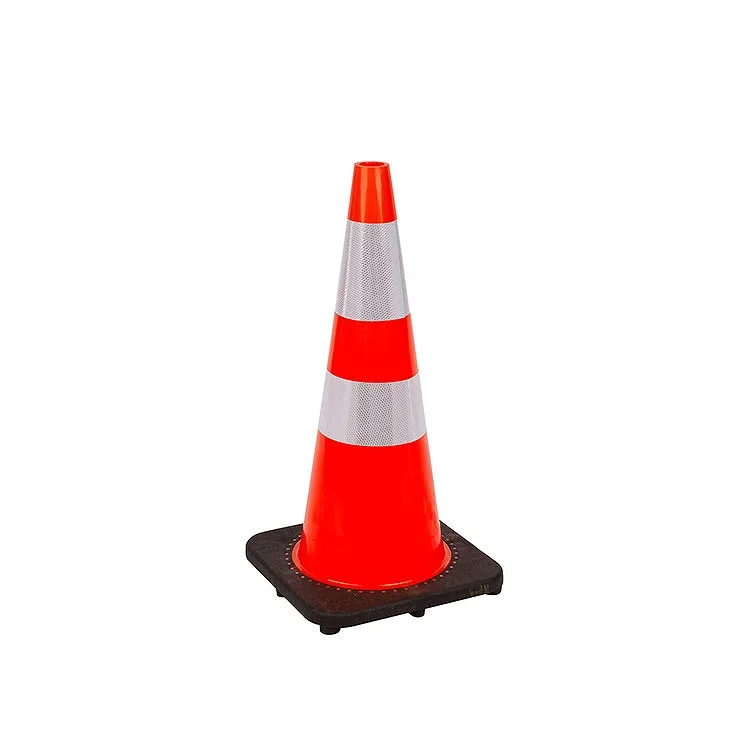 Heat-Resistant 750Mm Height Roadway Safety Pvc Traffic Road Cones With Black Rubber Base manufacture