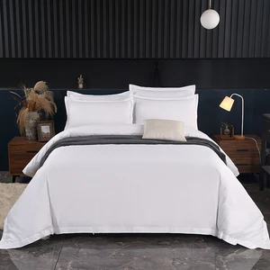 Custom 200Tc-1000Tc Satin White Hotel Sheets 5 Star Luxury Flat Bed Linen for Hotel Bedding Sets