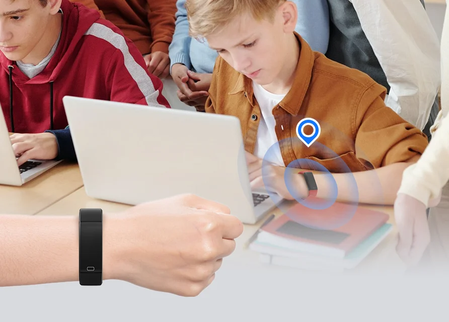 Employee Tracking Bracelet Bluetooth Ble Wearable Vibration Sensor Tags Eddystone Ibeacon Wristband