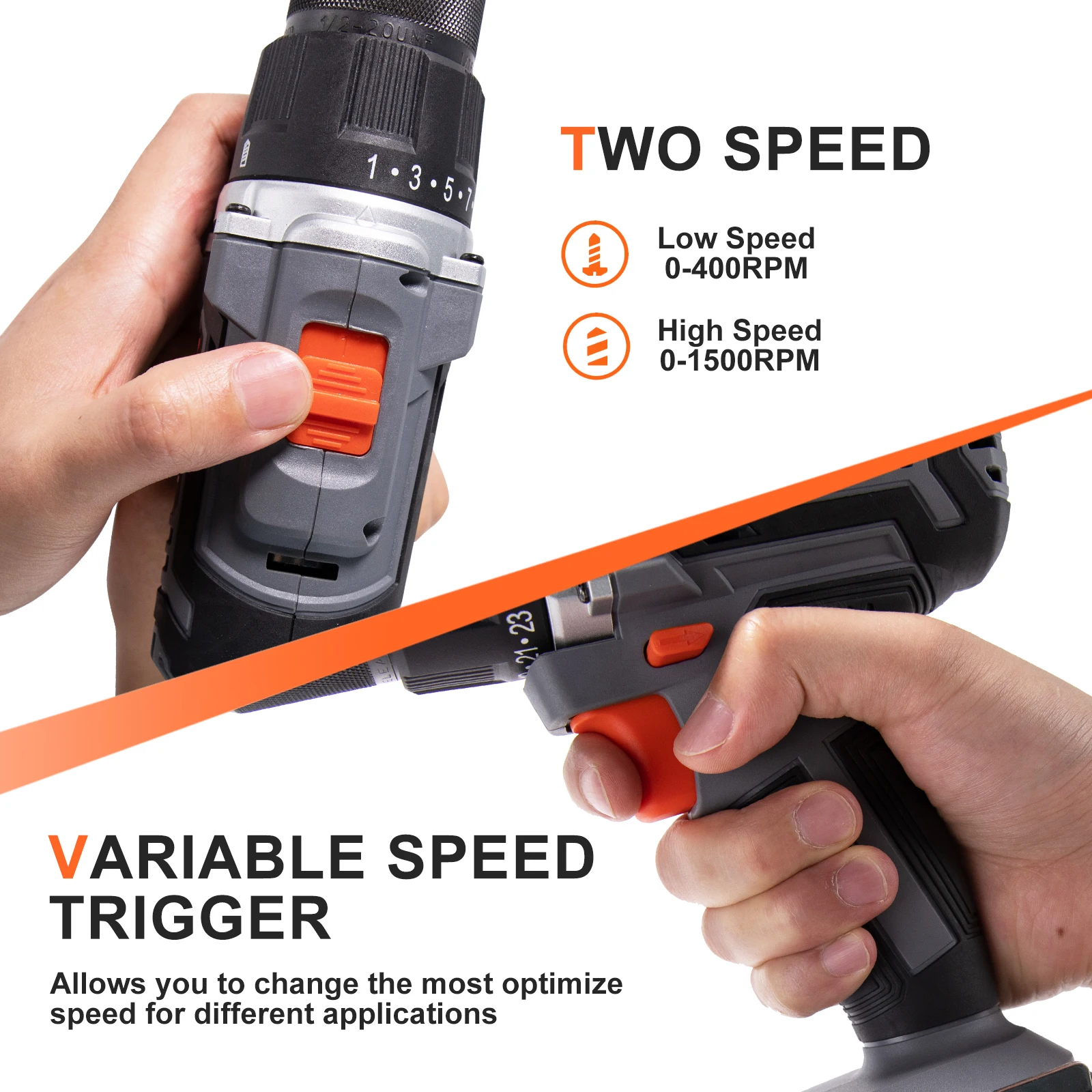 OEM Supported Wholesale Variable Speed 20V Lithium Battery Power Portable Cordless Drill