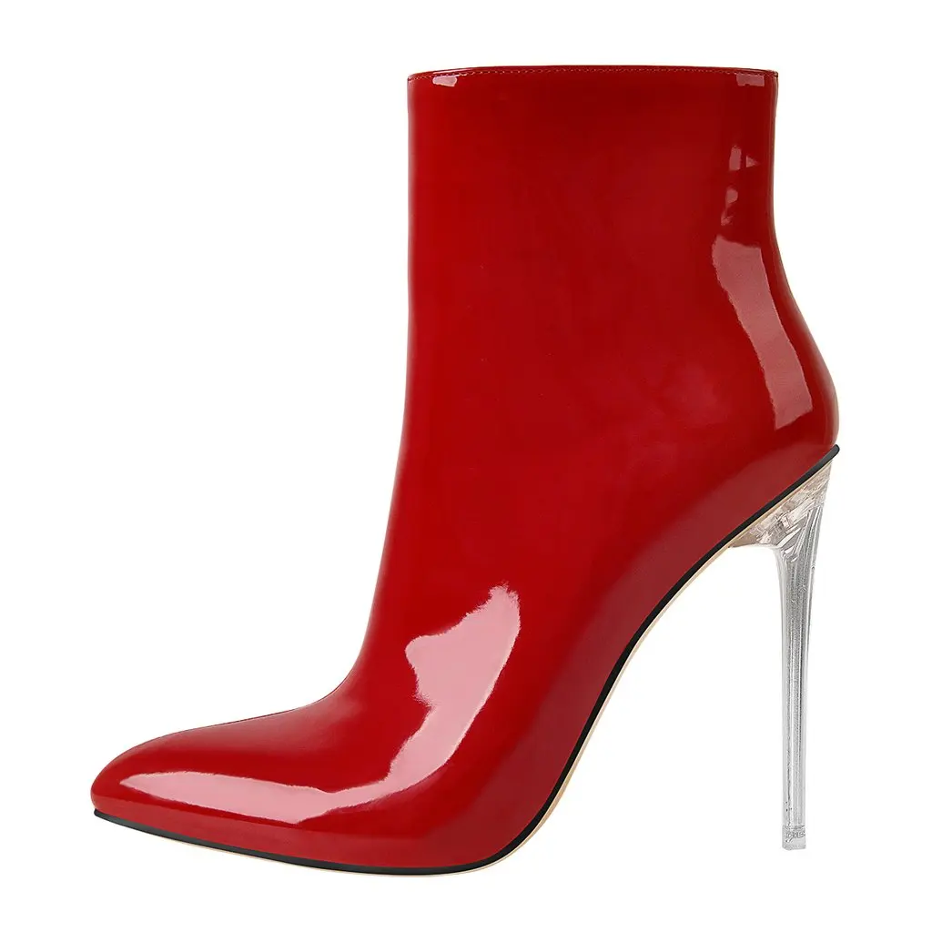 Clear Heel Ankle Boots Ladies Leather 
