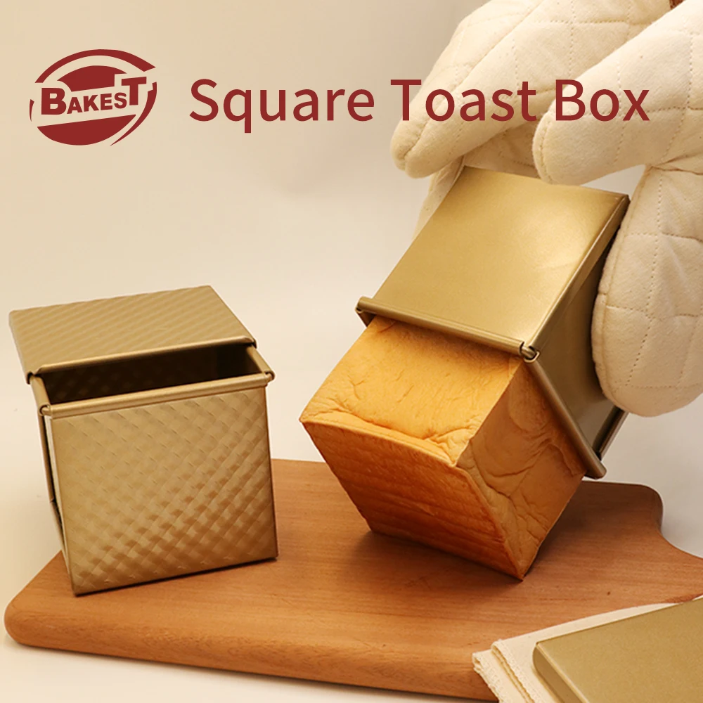 Bakest Small Square Corrugated Aluminum Alloy Toast Bread Box Loaf