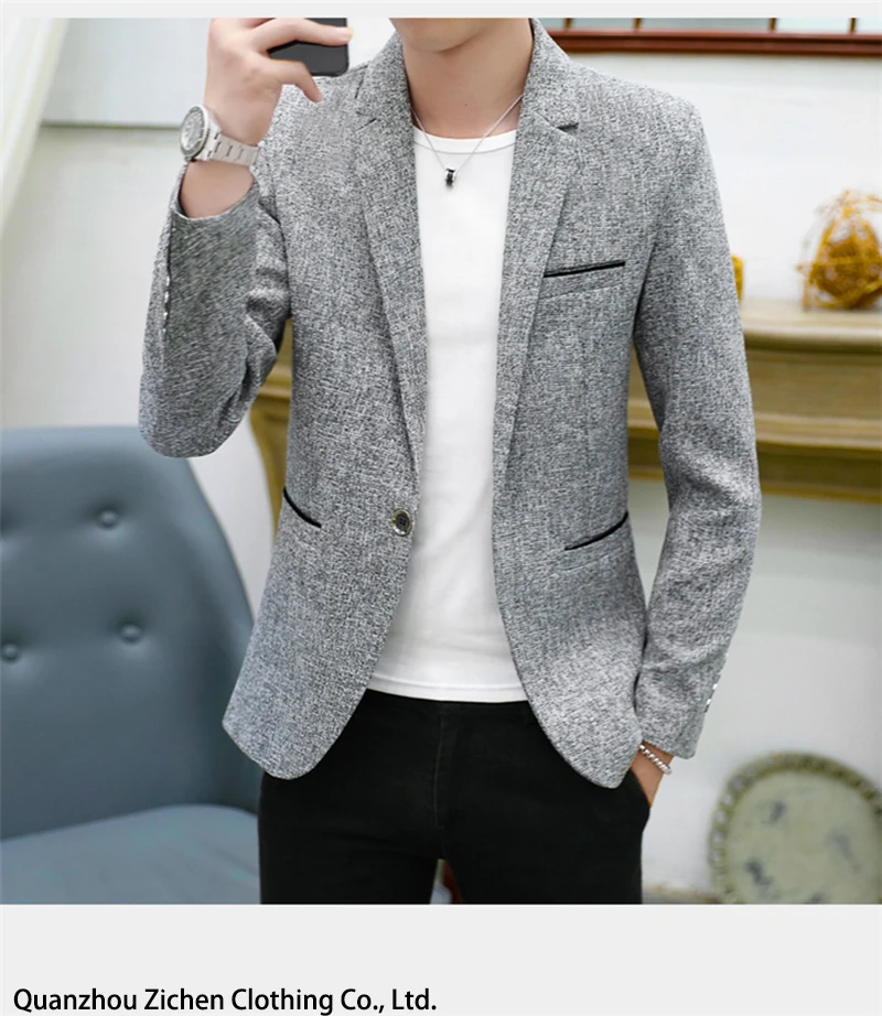 New Fashion Casual Men Blazer Cotton Slim Korea Style Suit Blazer ...