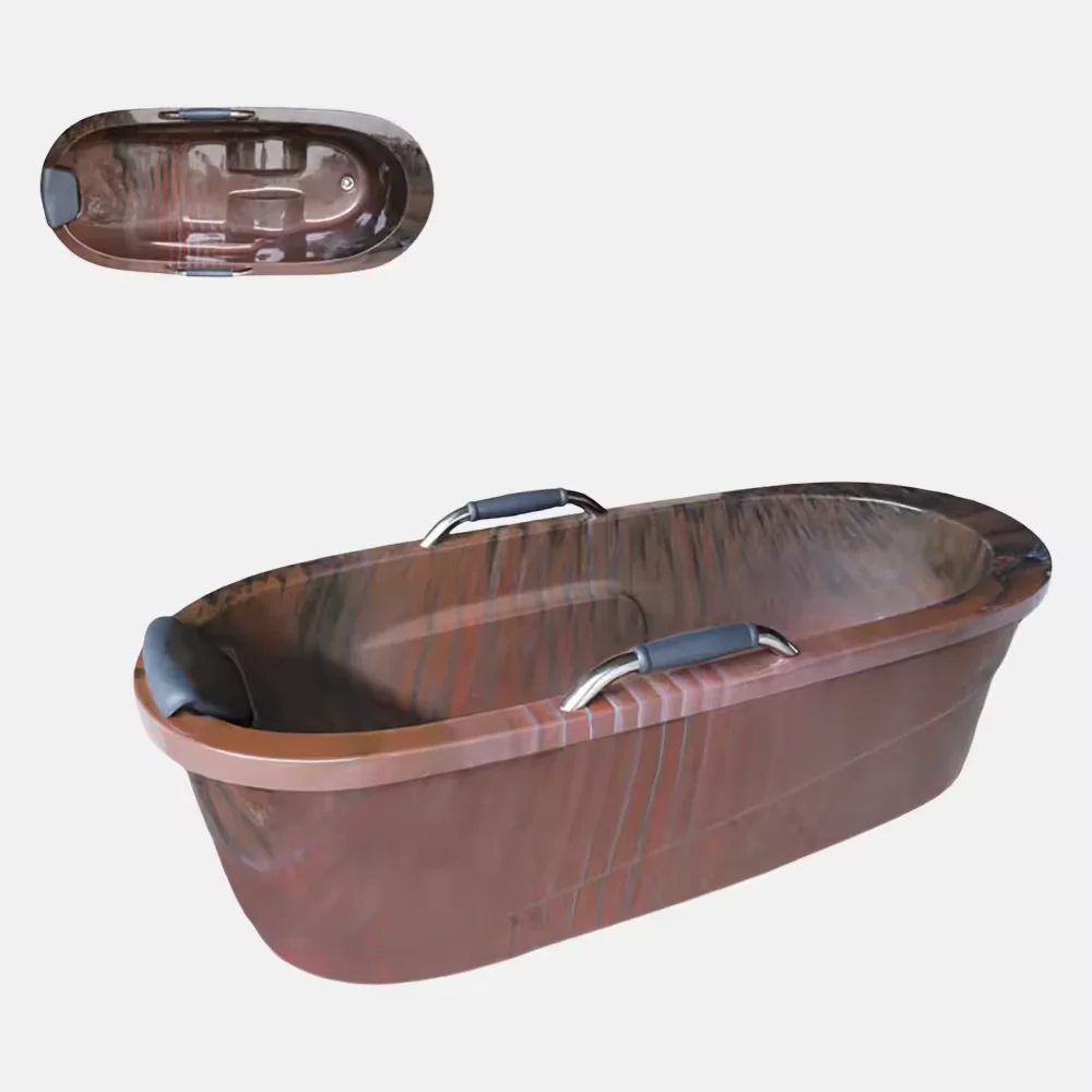 Factory Direct Price Modern Massage Function Bathtub For Classical Home Wooden Pattern Freestanding Bathroom Bathtub
