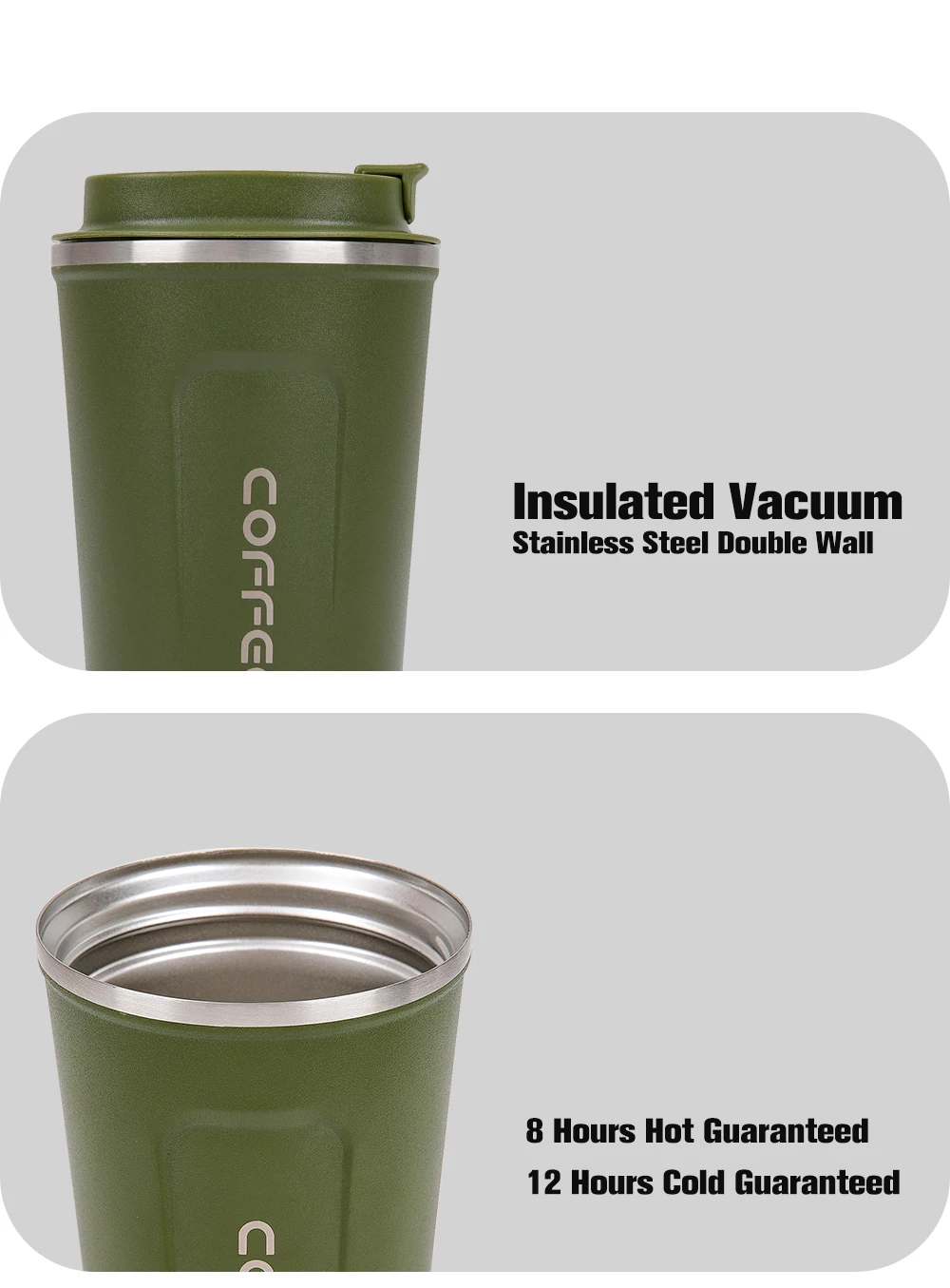 Custom Logo Sublimation 380/510ml Reusable Stainless Steel Insulated Thermal Coffee Cups Leak
