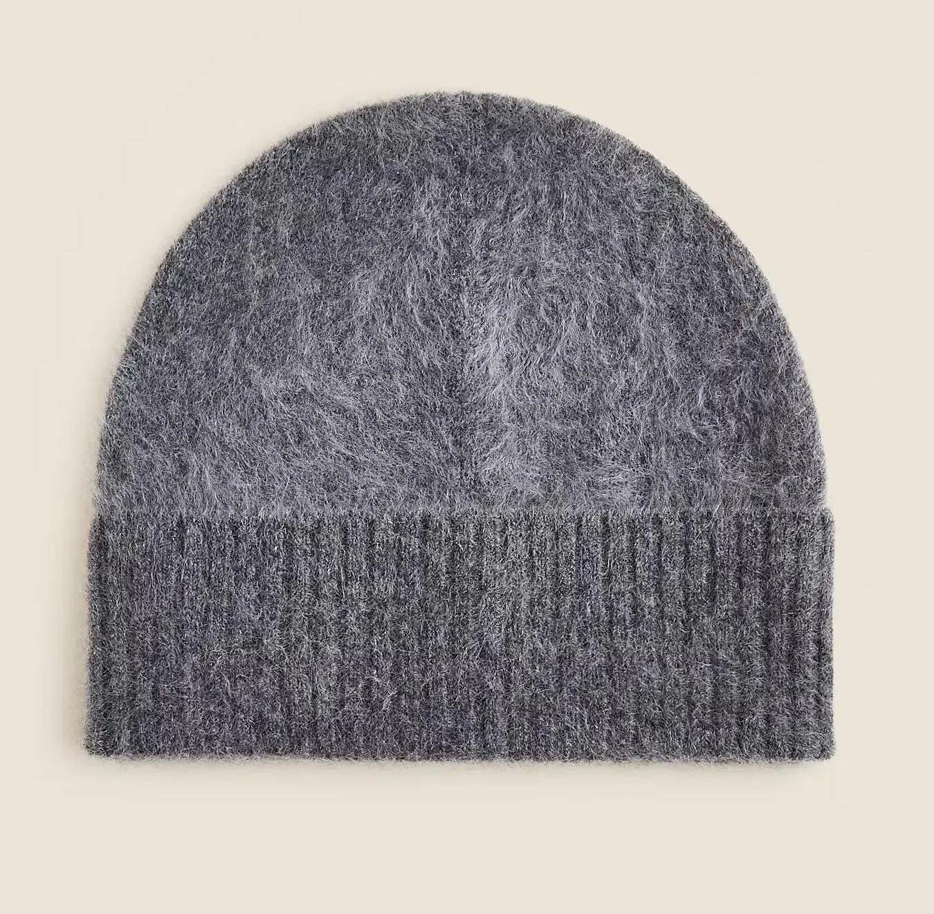 100% BRUSHED Cashmere Solid Custom Logo OEM High Fluffy Hairy Women's Knitted Beanie Hat