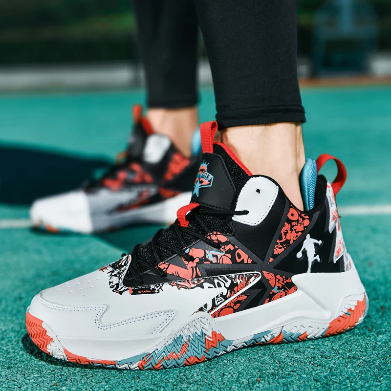 Мужские Нескользящие баскетбольные туфли, черные, для спорта на открытом воздухе, лидер продаж 2021