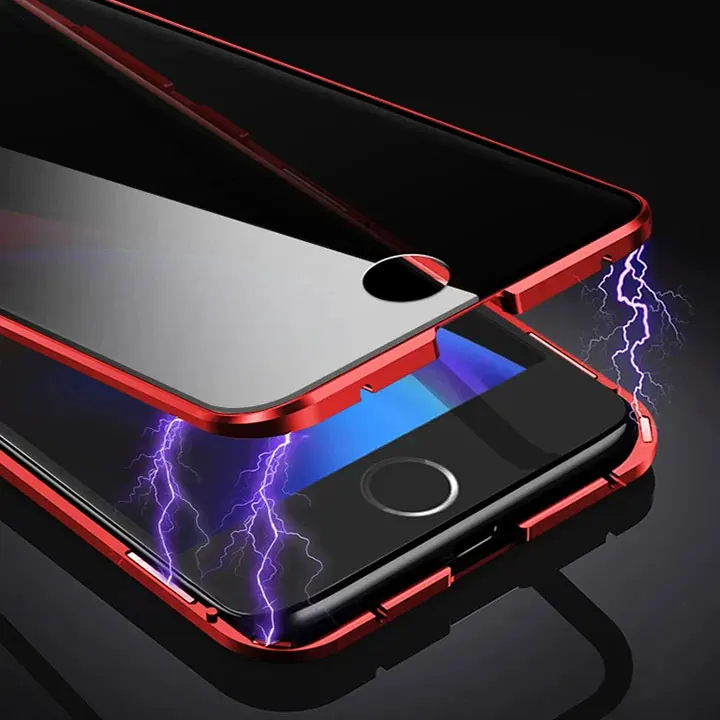 For OPPO F11 Pro Magnetic Adsorption Phone Case Metal Magnet Clear Back Cover Double Side Glass Protective Case