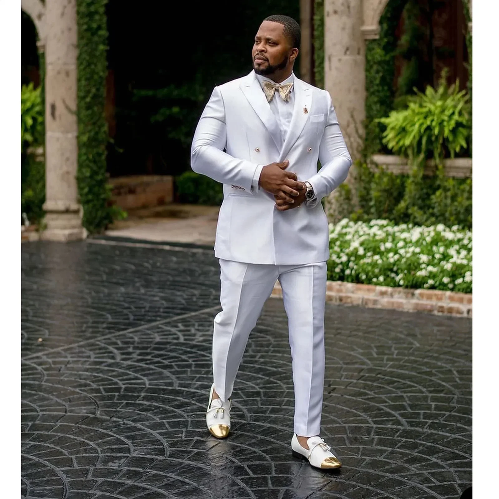 Trajes blancos de doble botonadura para hombre, Blazers, traje de