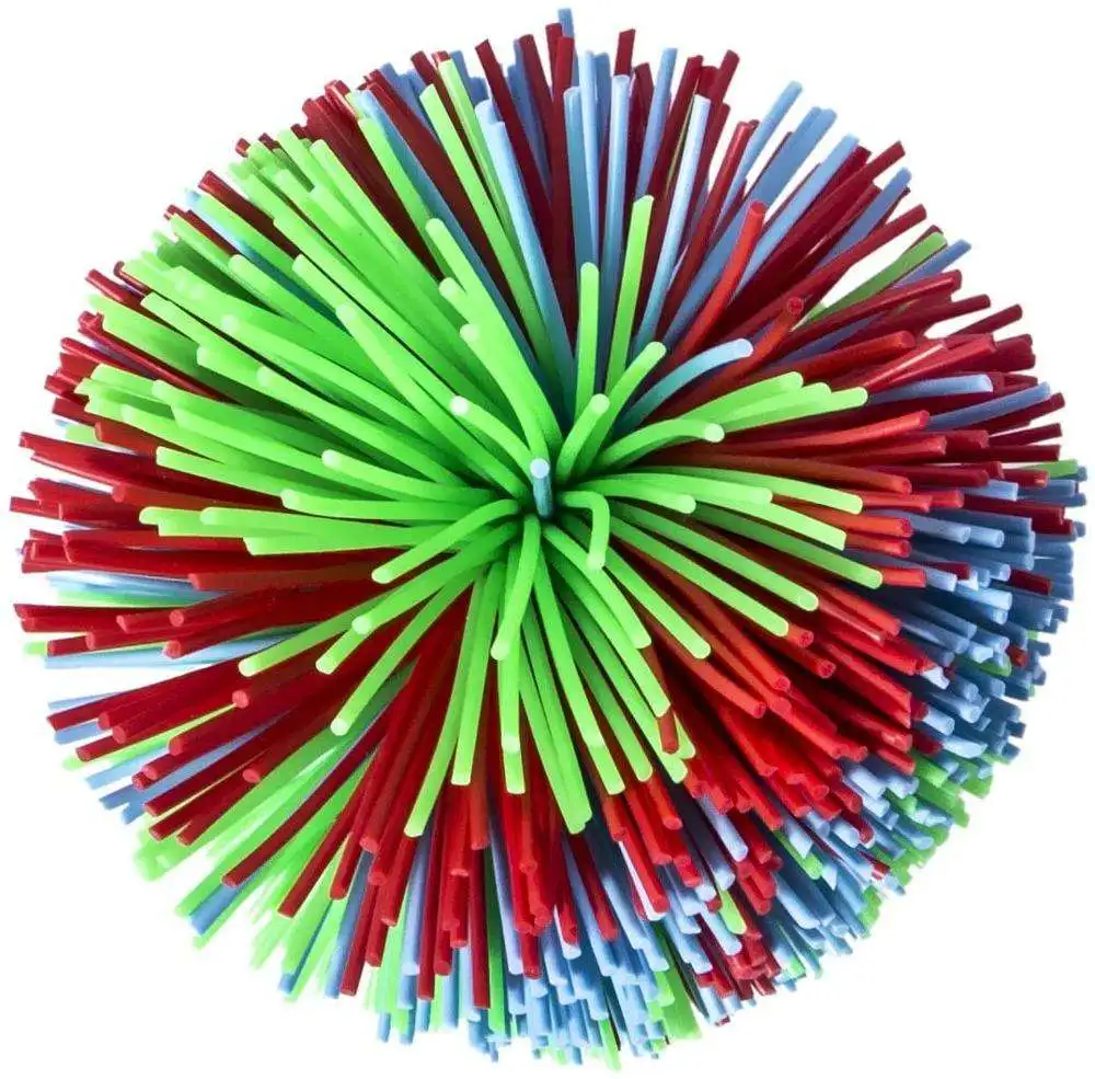 Silicone Monkey Stringy Rainbow Pom Bouncing Fluffy Jugging Play Toy Balls
