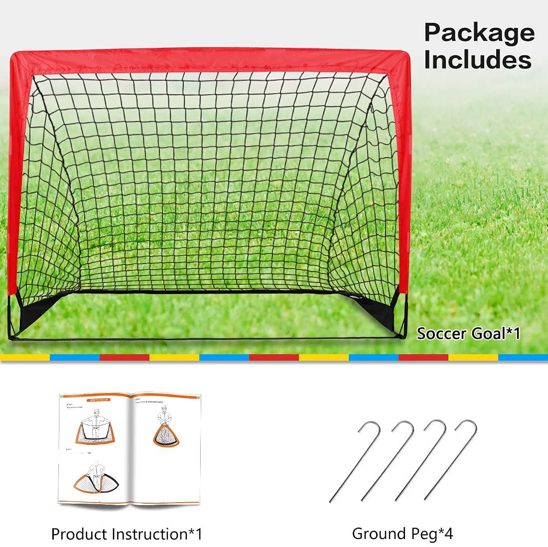 2pcs Soccer Goal Portable Soccer Net with Carry Bag Football Shot Door Set 4*3ft 