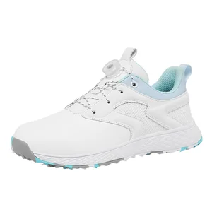 Men's and Women's Comfortable Waterproof Golf Sneakers Non-slip Outdoor Shoes with Knob Button Laces and Mesh Lining for Winter